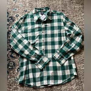 Men’s J. Crew Green & White Flannel size Large NWT